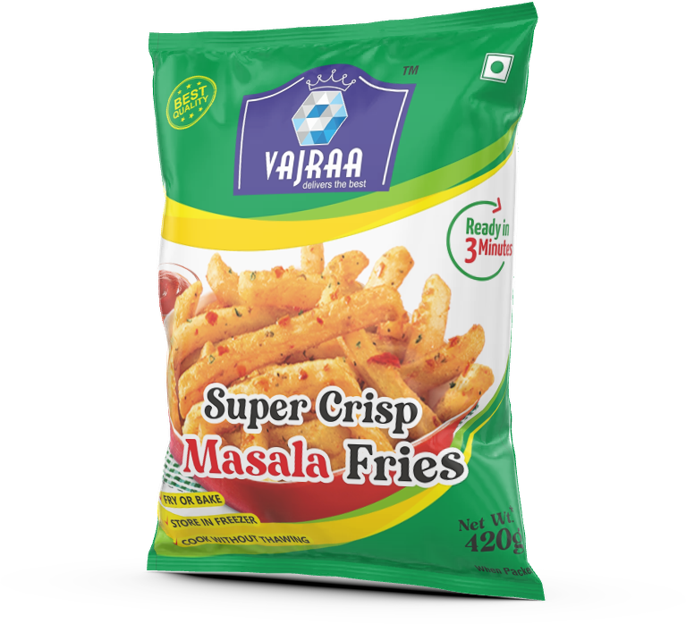 Vajraa Crispy Masala Fries packaging