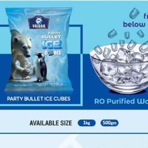 Vajraa Party Bullet Ice Cubes retail packs, 500 g and 1 kg